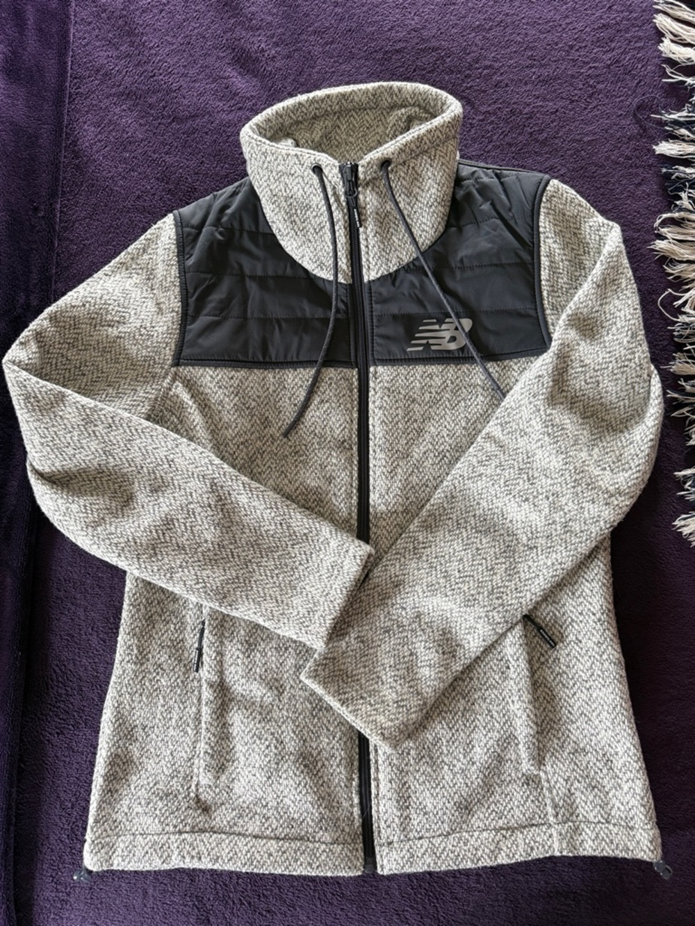 New Balance Women's Gray Heather Full-Zip Utility Jacket with Black Yoke